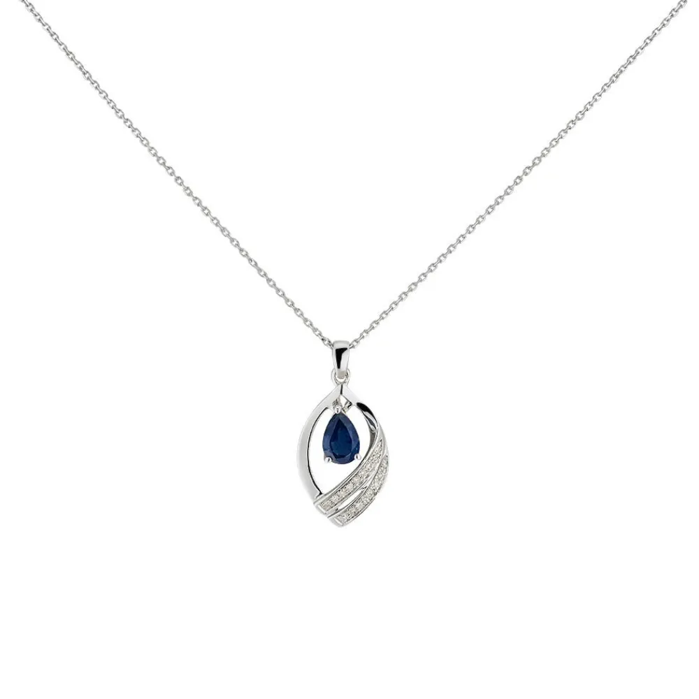Marc Orian Colliers|Colliers Avec Pierres > Collier Odila Or Blanc Saphir Diamant