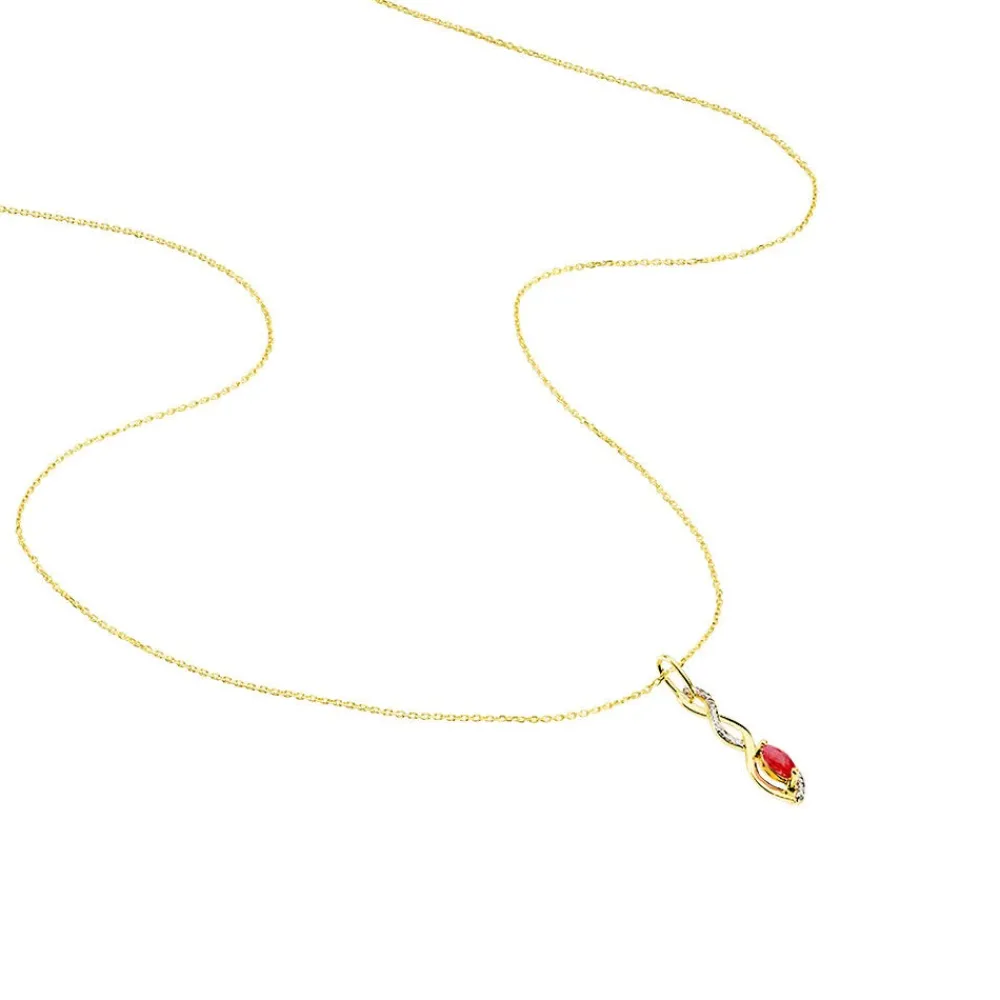 Marc Orian Colliers|Colliers Avec Pierres > Collier Ondulations Or Bicolore Rubis Et Diamant