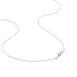 Collier Or Blanc Topaze Et Diamant