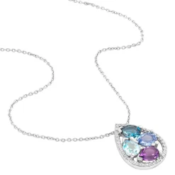 Marc Orian Colliers|Colliers Avec Pierres > Collier Or Blanc Topaze Et Saphir
