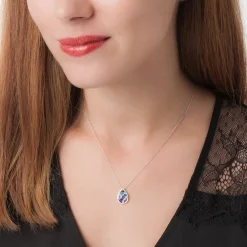 Marc Orian Colliers|Colliers Avec Pierres > Collier Or Blanc Topaze Et Saphir