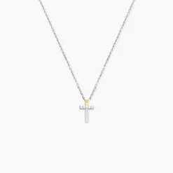 Collier Or Jaune Argent Blanc Oxyde De Zirconium
