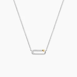 Collier Or Jaune Argent Blanc Oxyde De Zirconium