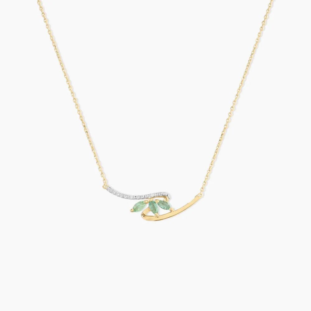 Marc Orian Colliers|Colliers Avec Pierres > Collier Or Jaune Caetlin Emeraude Diamants