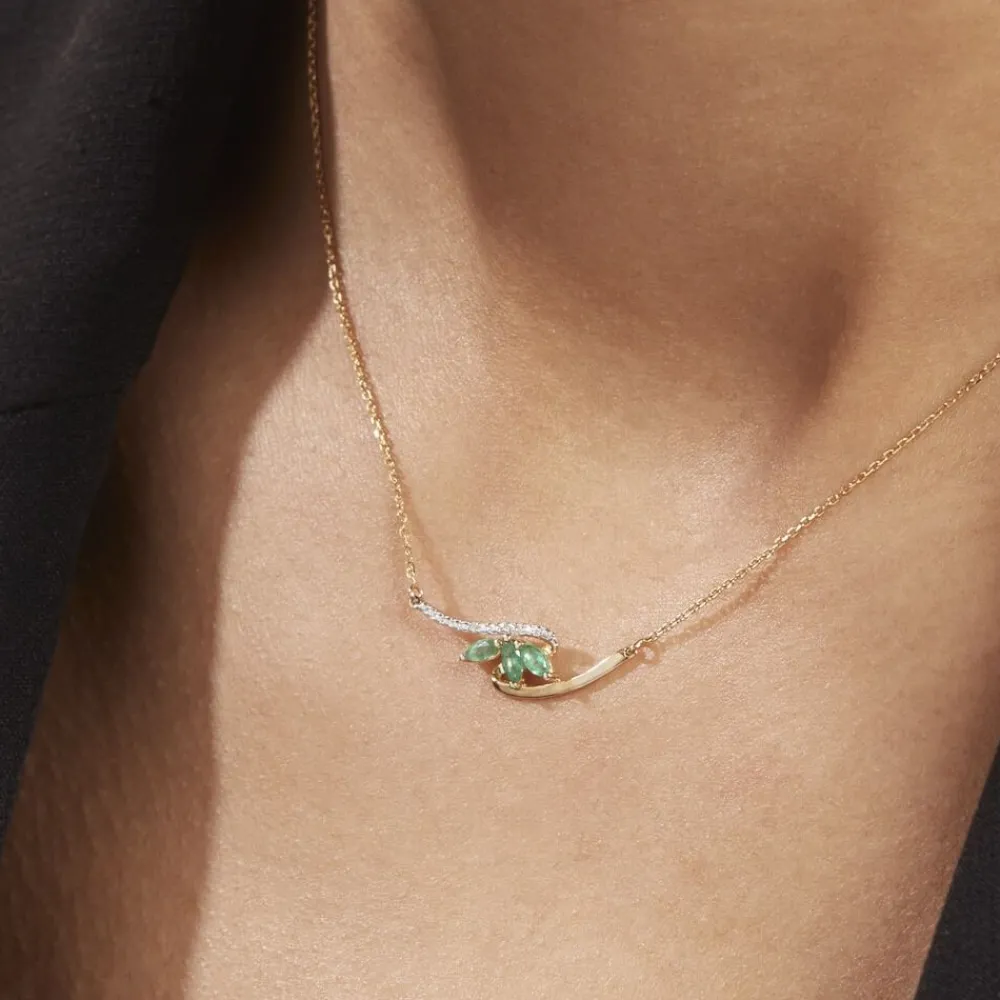 Marc Orian Colliers|Colliers Avec Pierres > Collier Or Jaune Caetlin Emeraude Diamants