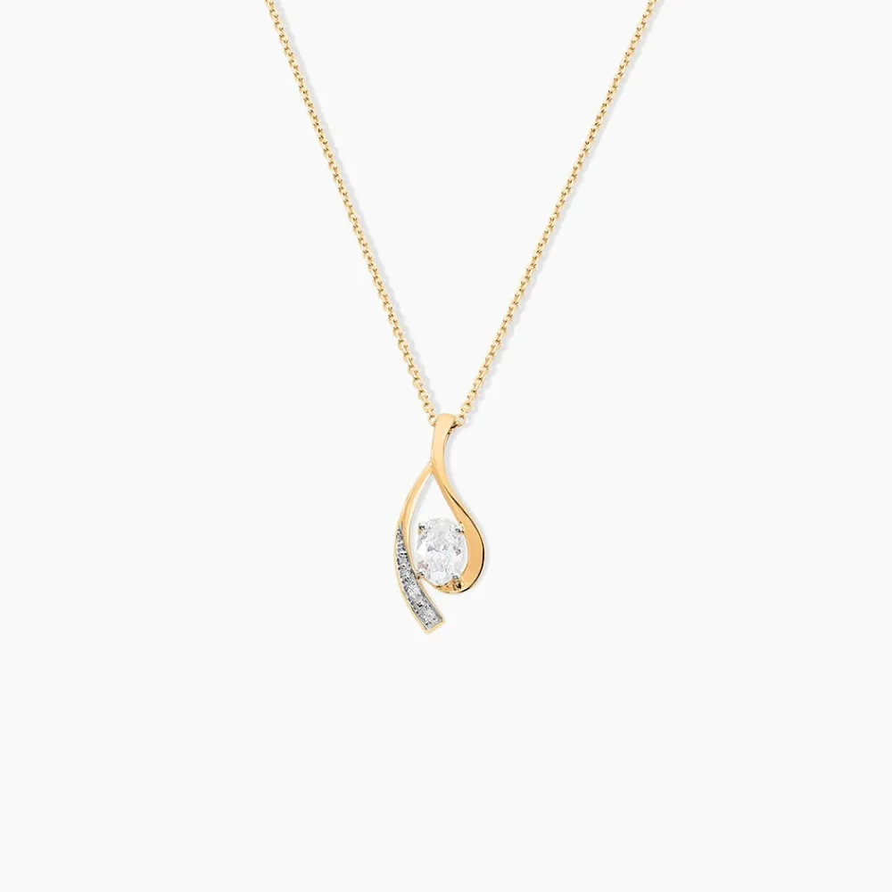 Marc Orian Colliers|Colliers Avec Pierres > Collier Or Jaune Sagesse Oxydes De Zirconium or jaune oxyde