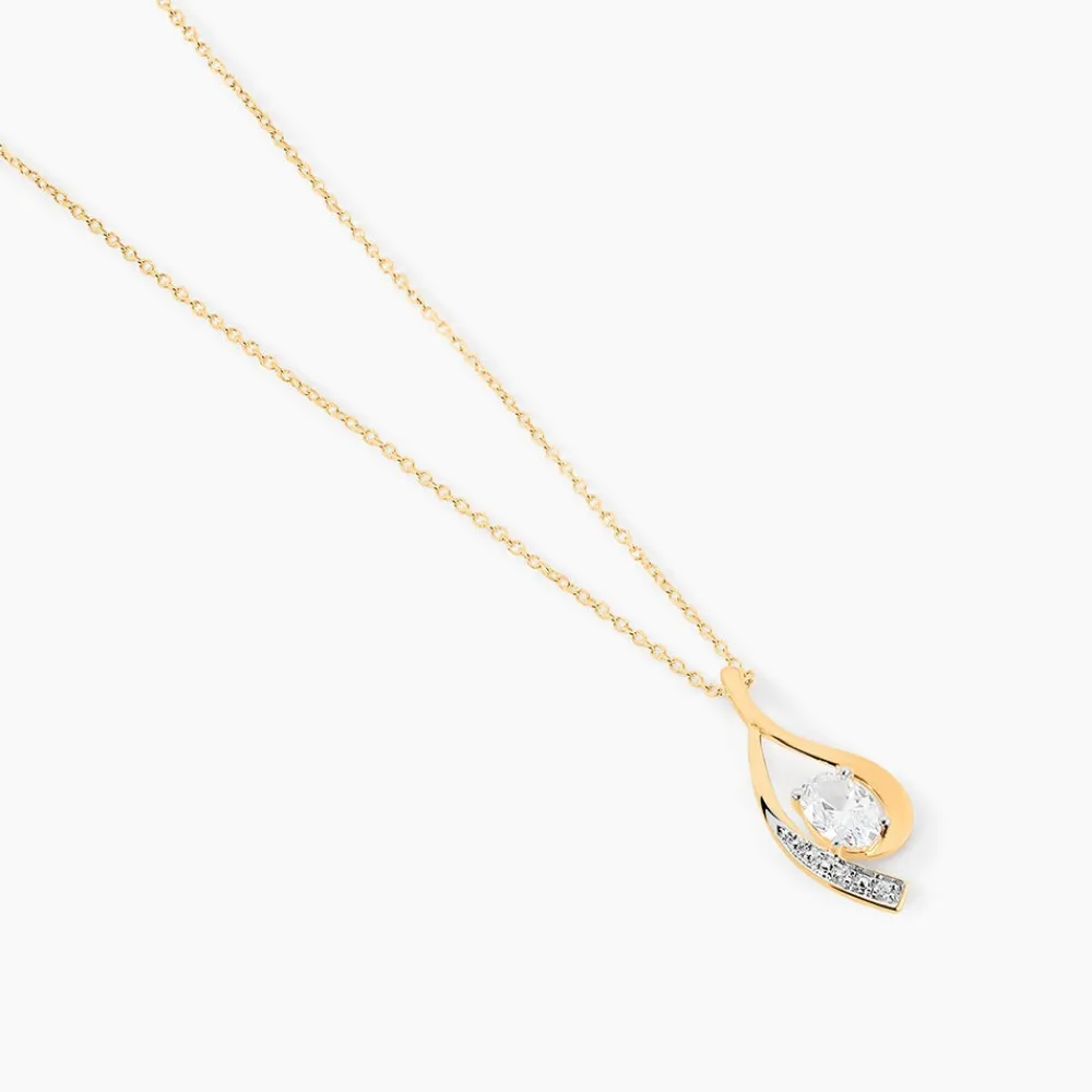 Marc Orian Colliers|Colliers Avec Pierres > Collier Or Jaune Sagesse Oxydes De Zirconium or jaune oxyde