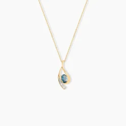 Marc Orian Colliers|Colliers Avec Pierres > Collier Or Jaune Sagesse Topaze Oxydes De Zirconium or jaune topaze london blue