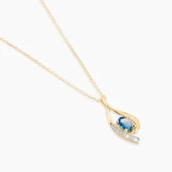 Marc Orian Colliers|Colliers Avec Pierres > Collier Or Jaune Sagesse Topaze Oxydes De Zirconium or jaune topaze london blue