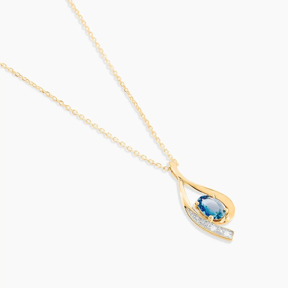 Marc Orian Colliers|Colliers Avec Pierres > Collier Or Jaune Sagesse Topaze Oxydes De Zirconium or jaune topaze london blue