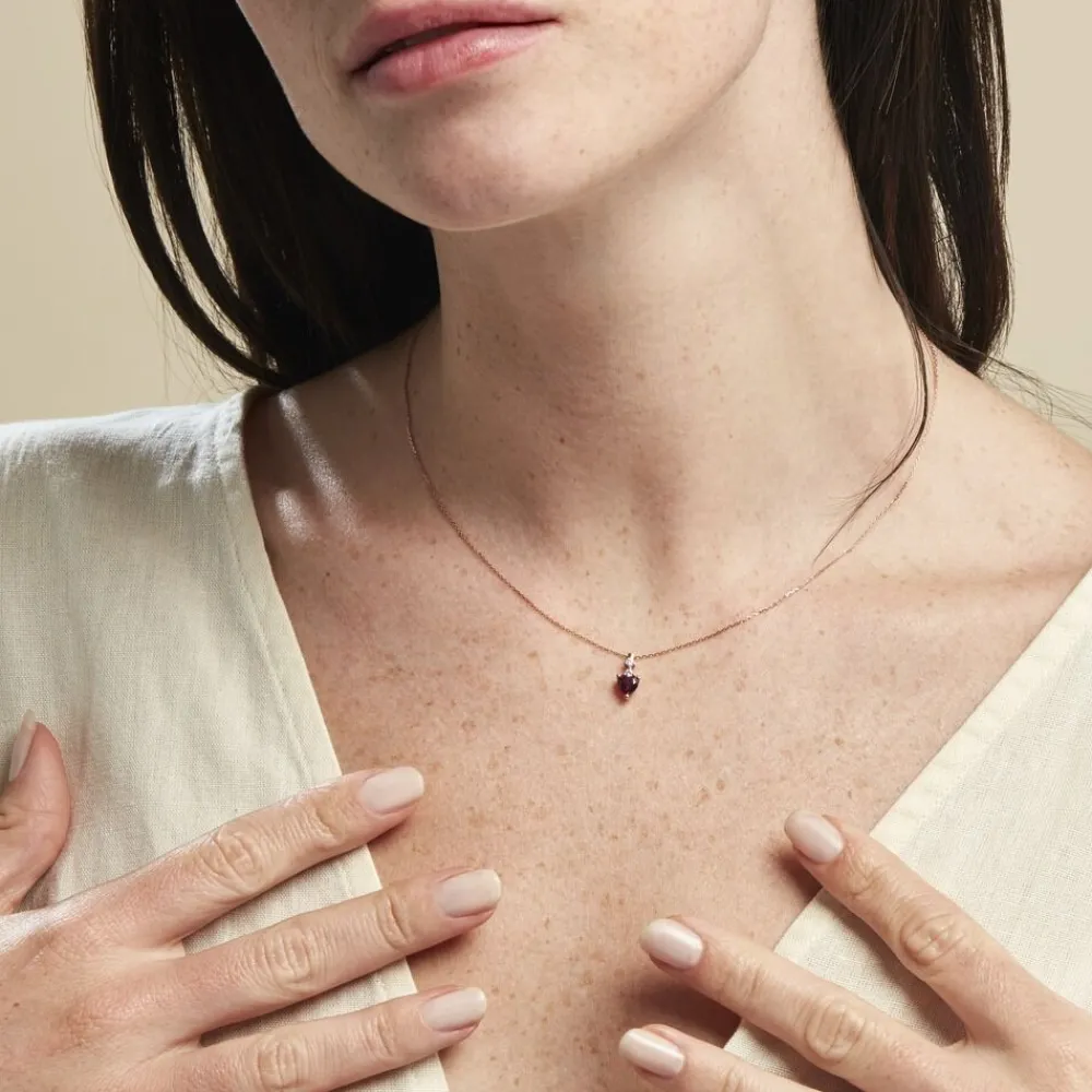 Marc Orian Colliers Cœur|Colliers > Collier Or Rose Samanta Rhodolite