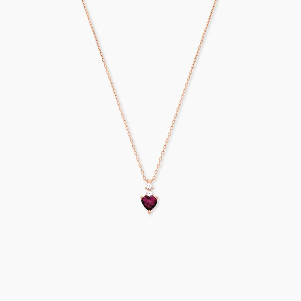 Marc Orian Colliers Cœur|Colliers > Collier Or Rose Samanta Rhodolite