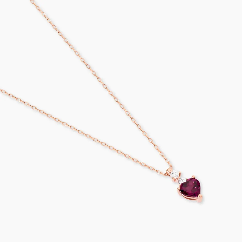 Marc Orian Colliers Cœur|Colliers > Collier Or Rose Samanta Rhodolite