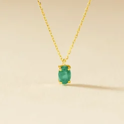 Collier Ovale Or Jaune Emeraude