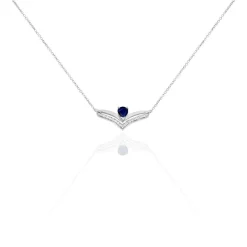 Marc Orian Colliers|Colliers Avec Pierres > Collier Pasqualina Or Blanc Saphir Et Diamant