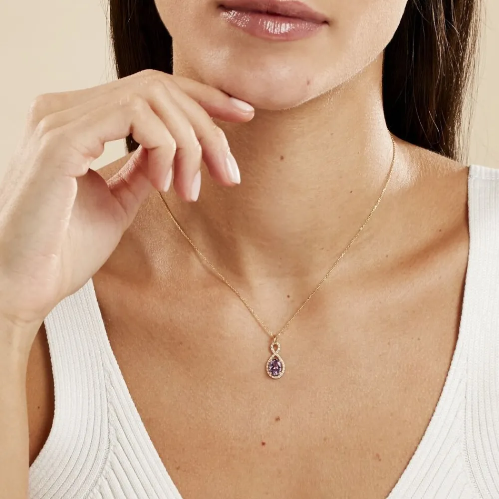 Marc Orian Colliers|Colliers Avec Pierres > Collier Passion Or Jaune Amethyste Et Oxyde De Zirconium