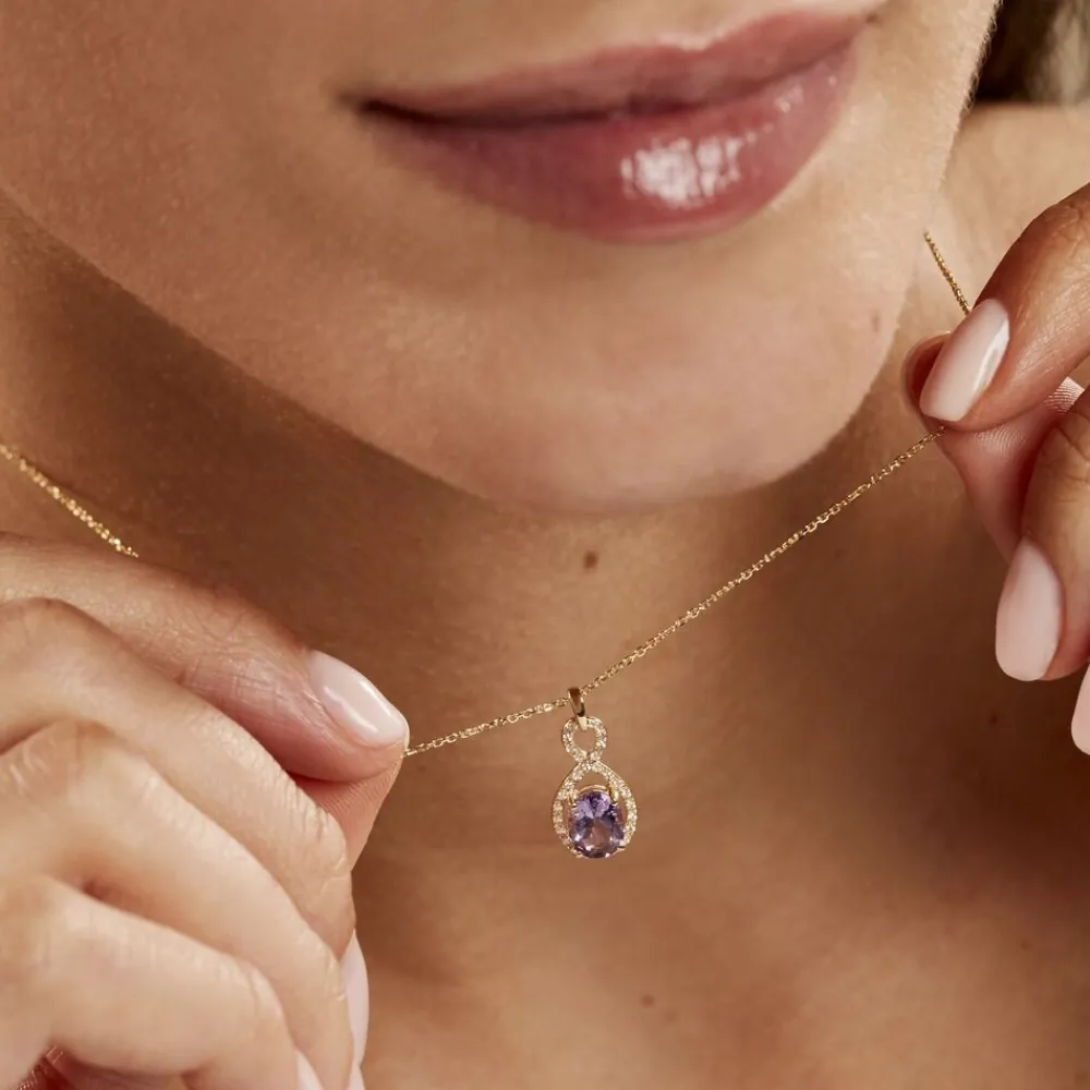 Marc Orian Colliers|Colliers Avec Pierres > Collier Passion Or Jaune Amethyste Et Oxyde De Zirconium
