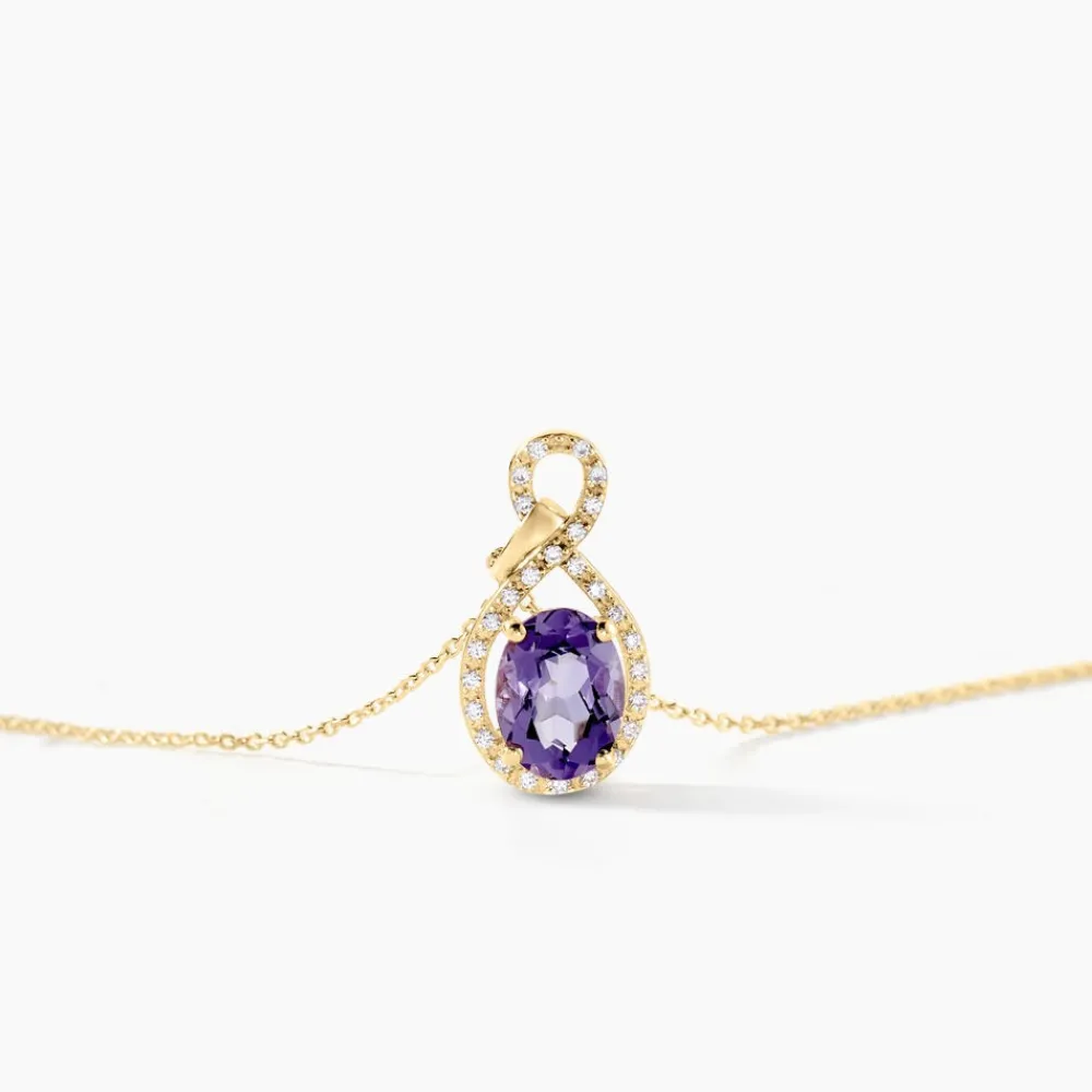 Marc Orian Colliers|Colliers Avec Pierres > Collier Passion Or Jaune Amethyste Et Oxyde De Zirconium