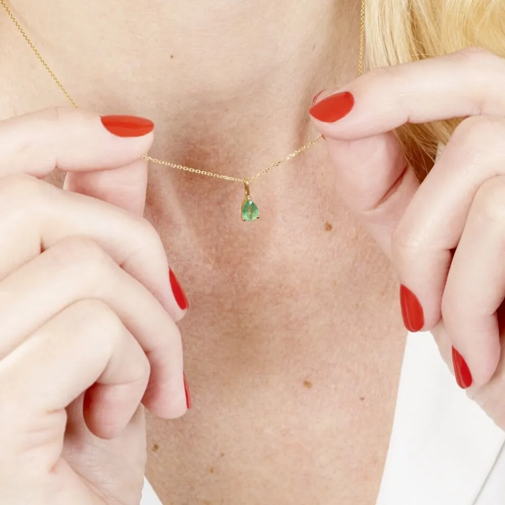 Marc Orian Colliers|Colliers Avec Pierres > Collier Pluie D'Eclat Or Jaune Emeraude