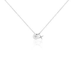 Collier Pluton Argent Blanc Oxyde De Zirconium