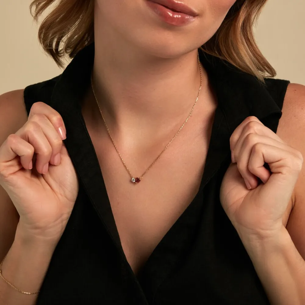 Marc Orian Colliers|Colliers Cœur > Collier Poem Argent Jaune Tourmaline Oxyde De Zirconium