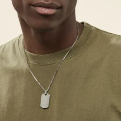 Marc Orian Colliers Fantaisie|Colliers > Collier Quadrillage Acier Blanc