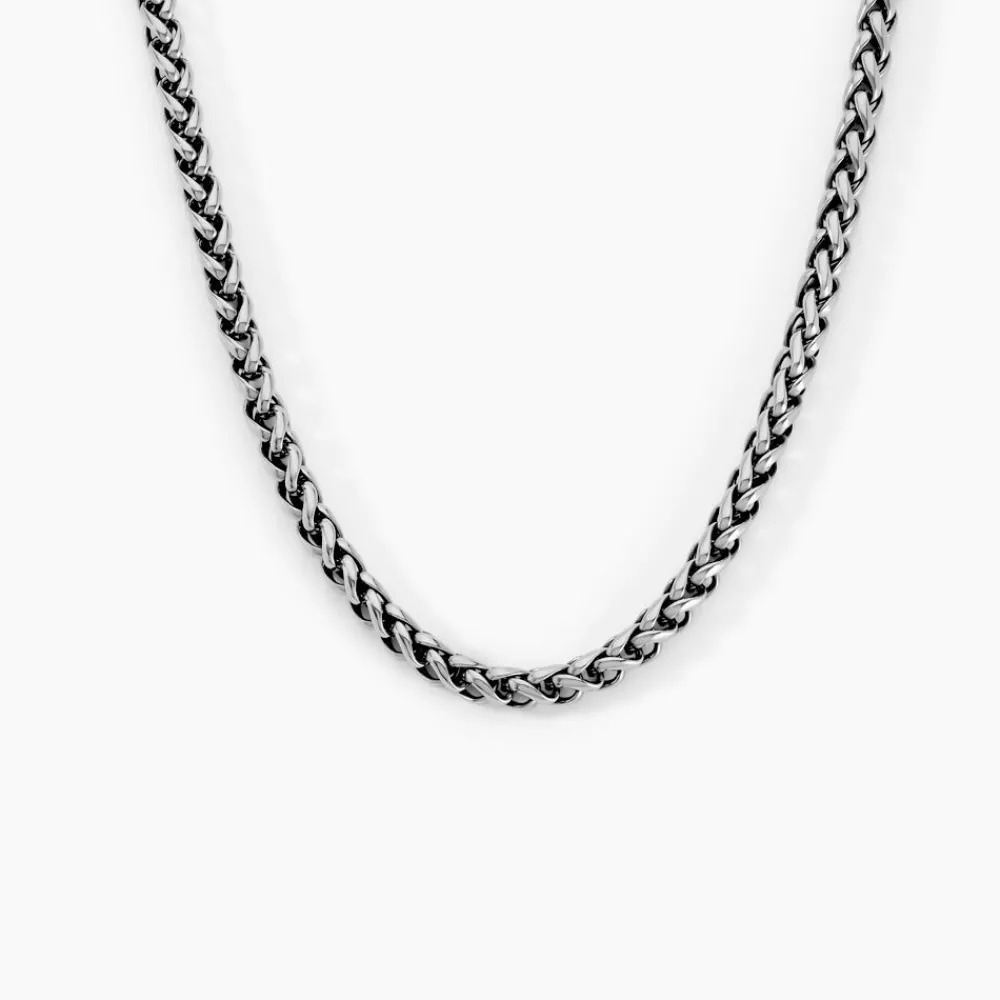 Marc Orian Colliers Fantaisie|Colliers > Collier Raph Maille Palmier Acier Gris