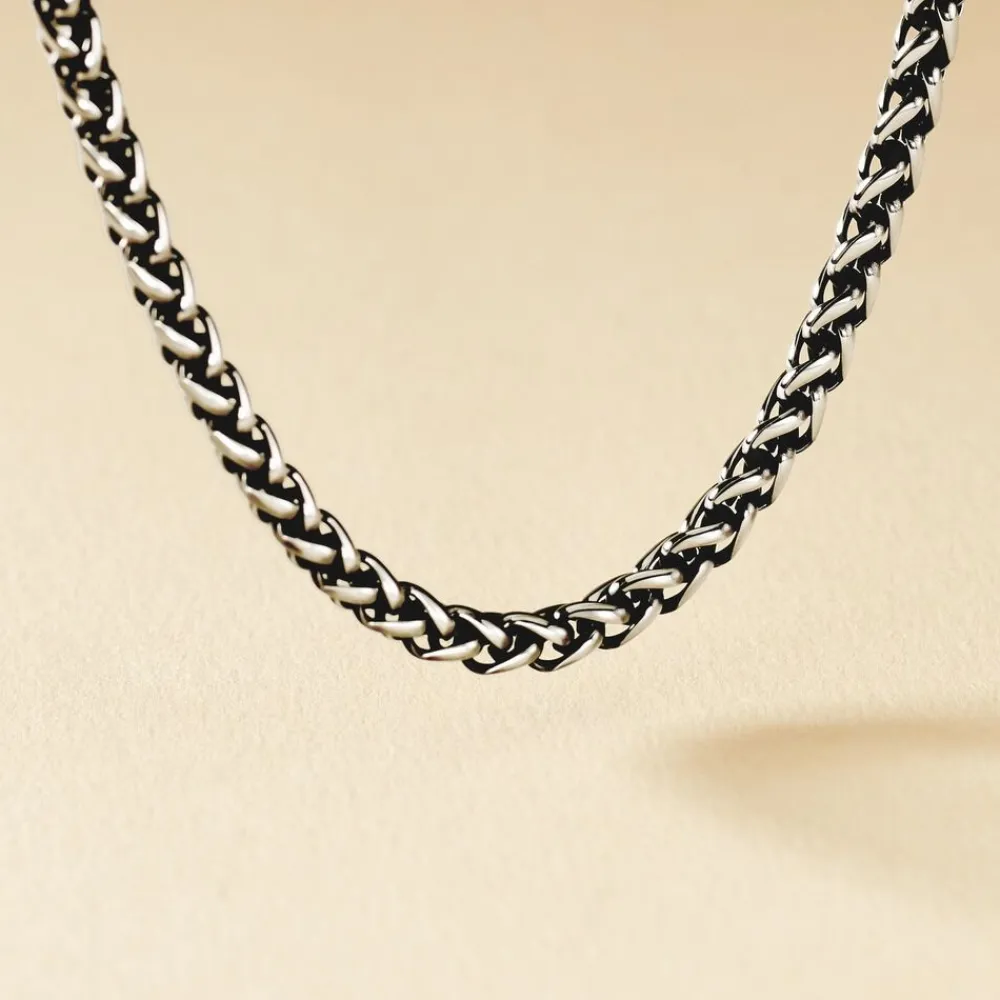 Marc Orian Colliers Fantaisie|Colliers > Collier Raph Maille Palmier Acier Gris