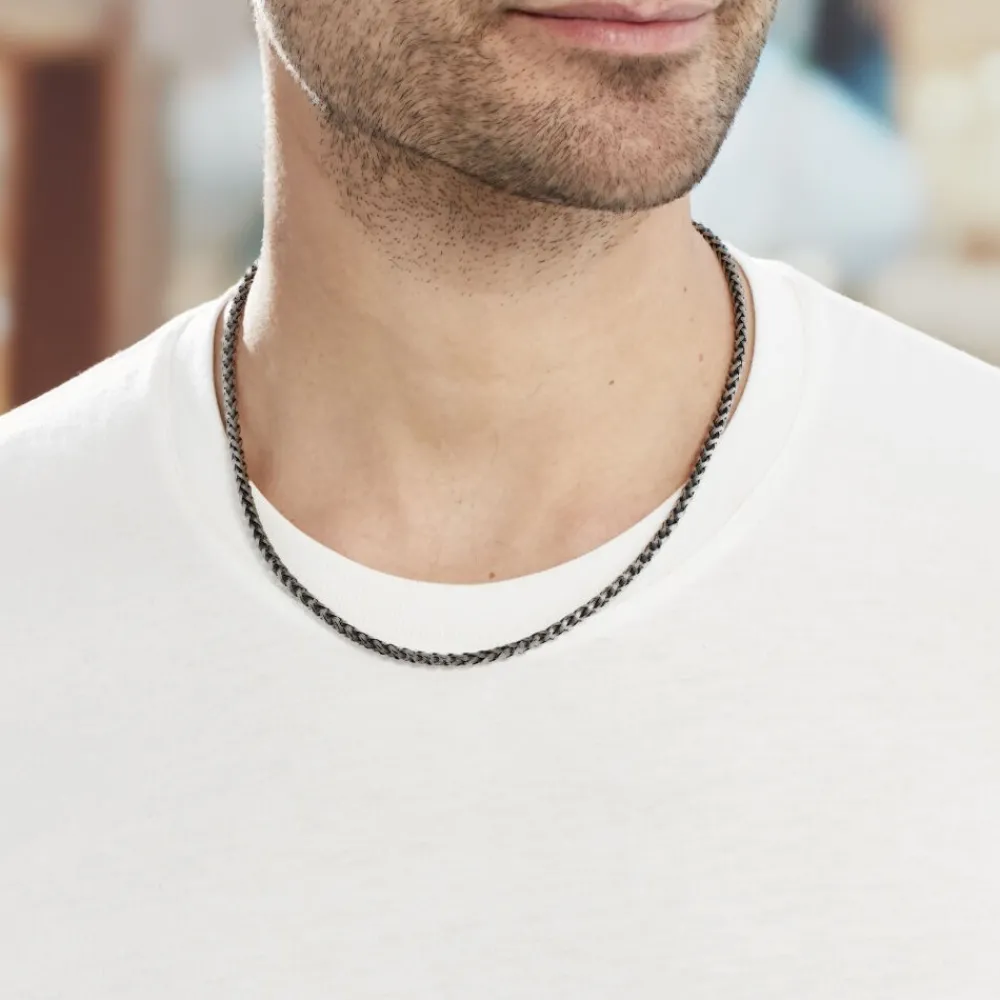 Marc Orian Colliers Fantaisie|Colliers > Collier Raph Maille Palmier Acier Gris