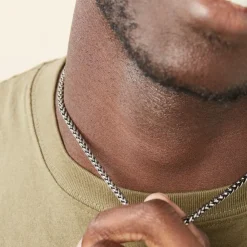 Marc Orian Colliers Fantaisie|Colliers > Collier Raph Maille Palmier Acier Gris