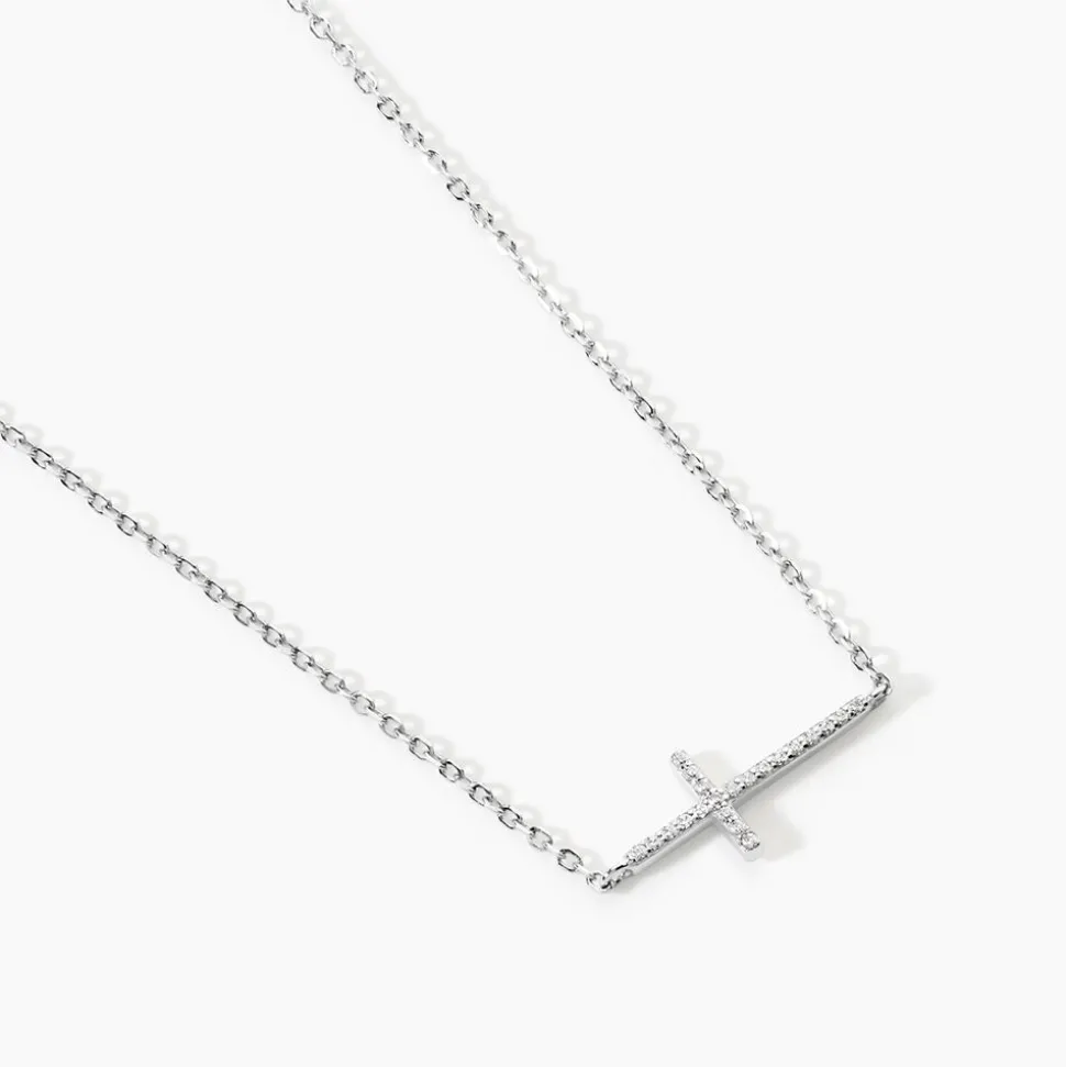 Collier Rayan Argent Blanc Oxyde De Zirconium