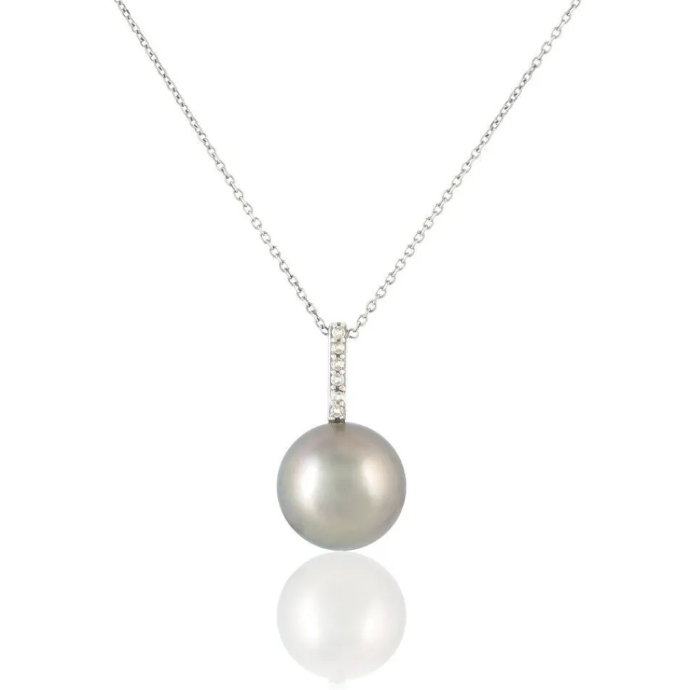 Marc Orian Colliers|Colliers Avec Pierres > Collier Rebeca Or Blanc Perle De Culture De Tahiti Et Oxyde