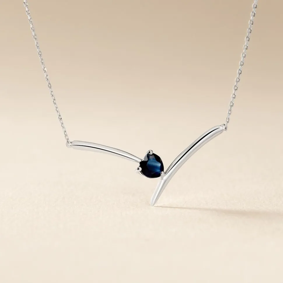 Collier Renaldine Or Blanc Saphir