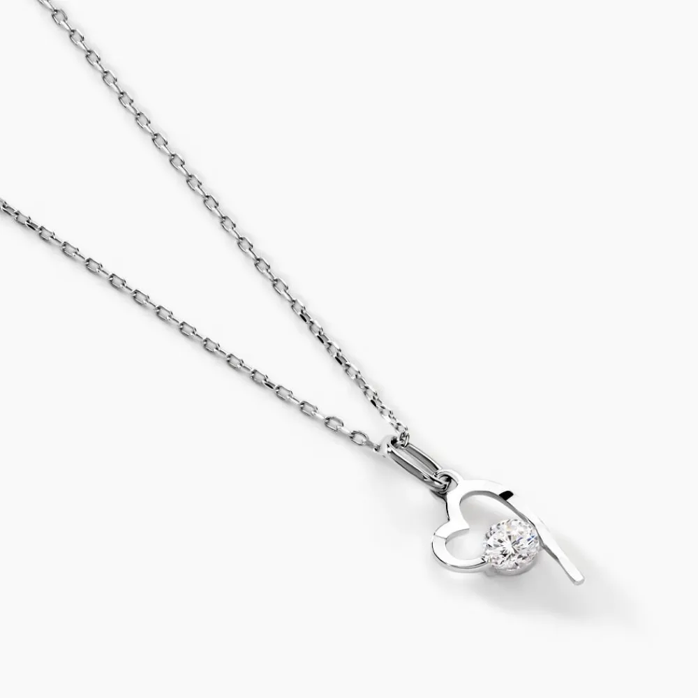 Marc Orian Colliers|Colliers Cœur > Collier Romance Or Blanc Oxyde De Zirconium