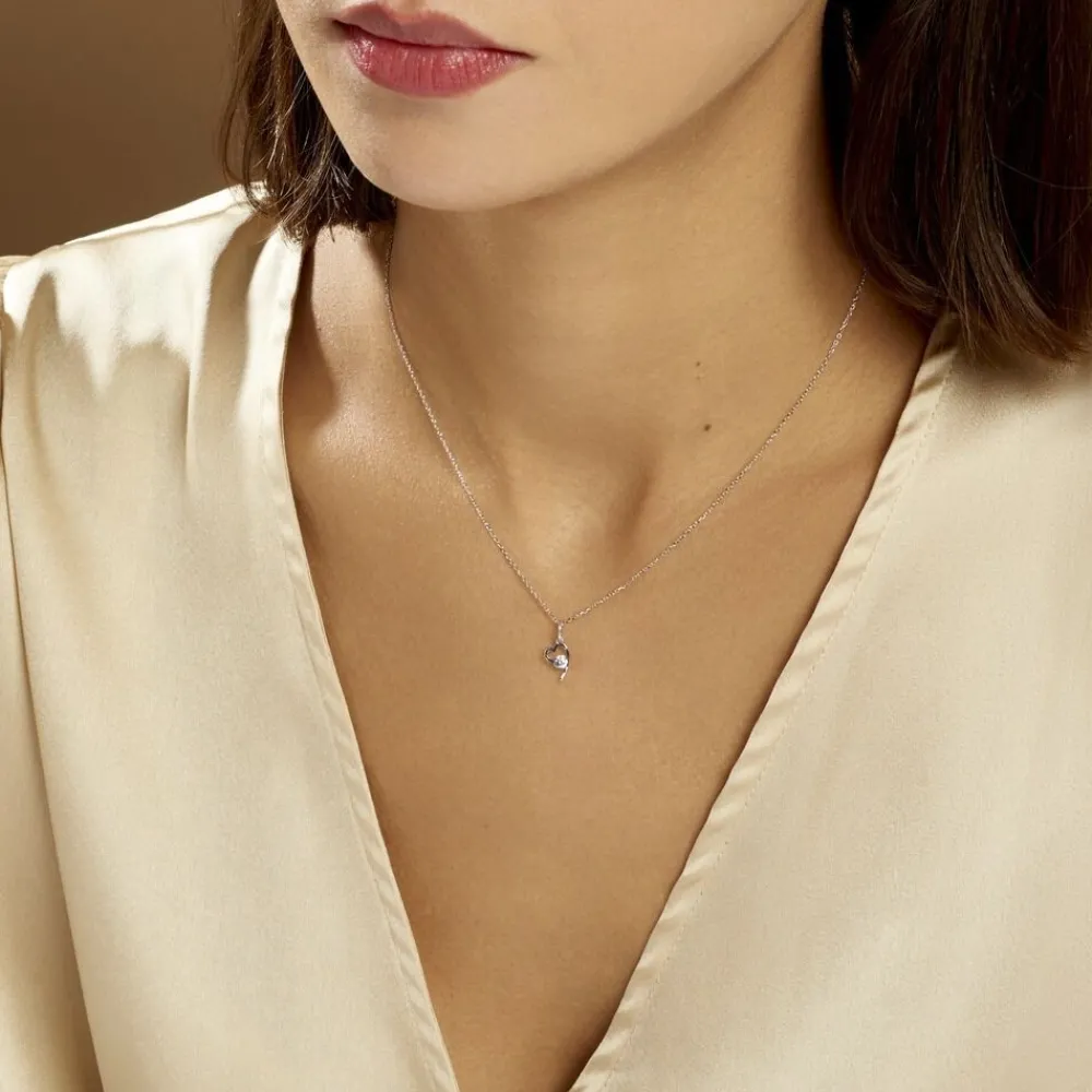 Marc Orian Colliers|Colliers Cœur > Collier Romance Or Blanc Oxyde De Zirconium