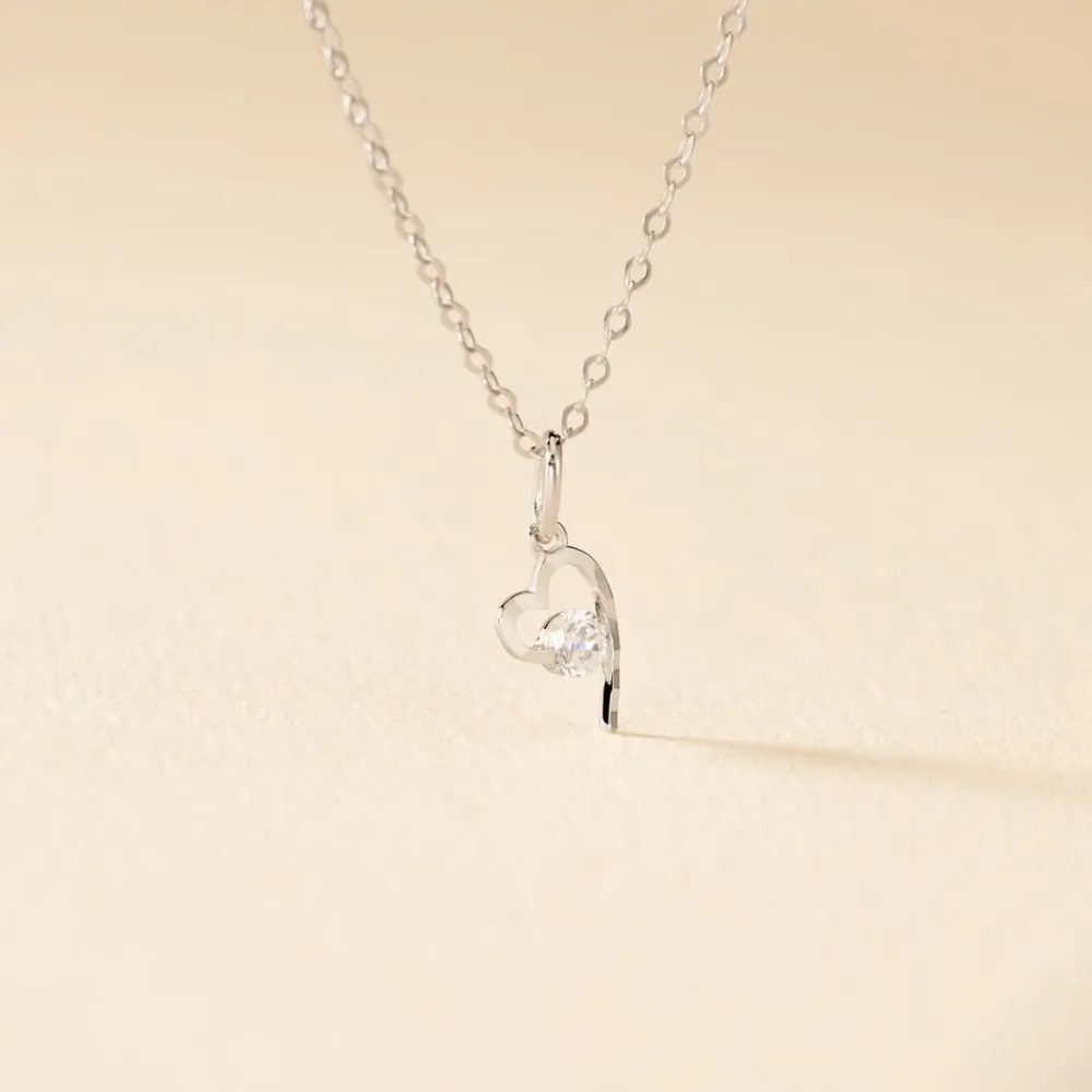 Marc Orian Colliers|Colliers Cœur > Collier Romance Or Blanc Oxyde De Zirconium