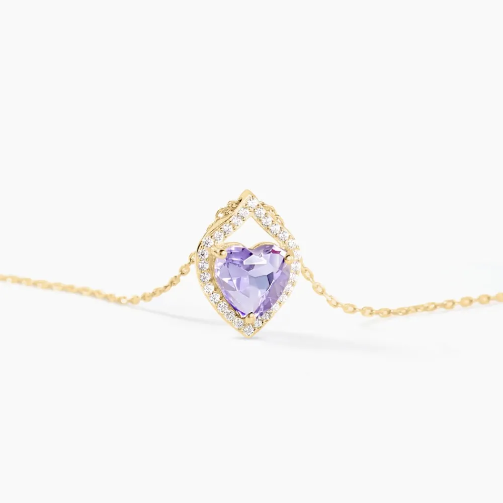 Marc Orian Colliers|Colliers Cœur > Collier Rosaline Or Jaune Amethyste Et Oxyde De Zirconium