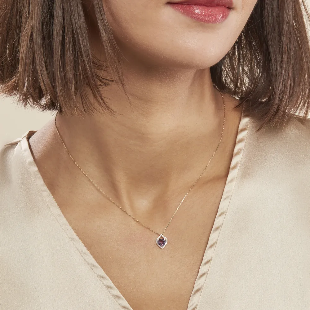 Marc Orian Colliers|Colliers Cœur > Collier Rosaline Or Jaune Amethyste Et Oxyde De Zirconium
