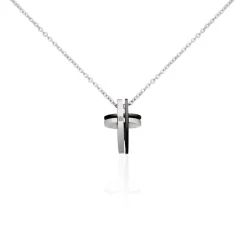 Collier Ruya Acier Bicolore Oxyde De Zirconium