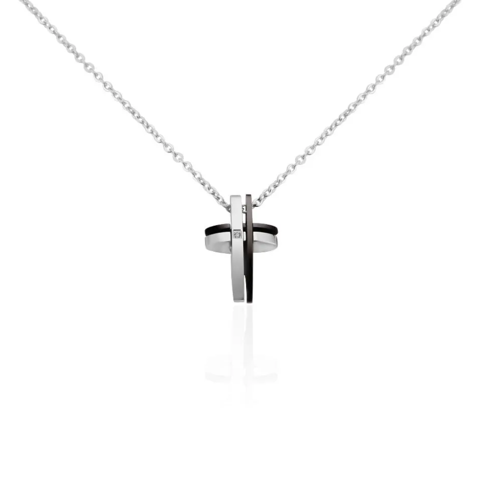 Collier Ruya Acier Bicolore Oxyde De Zirconium