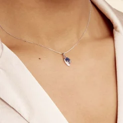 Marc Orian Cadeaux Mariage|Colliers > Collier Sagesse Or Blanc Saphir Et Diamant