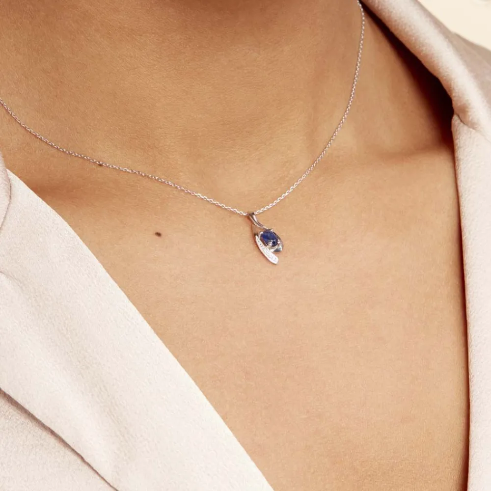 Marc Orian Cadeaux Mariage|Colliers > Collier Sagesse Or Blanc Saphir Et Diamant