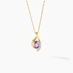 Collier Sagesse Or Jaune Améthyste Oxyde De Zirconium