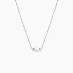 Collier Sari Argent Blanc Perle De Culture Oxyde De Zirconium