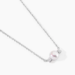 Collier Sari Argent Blanc Perle De Culture Oxyde De Zirconium