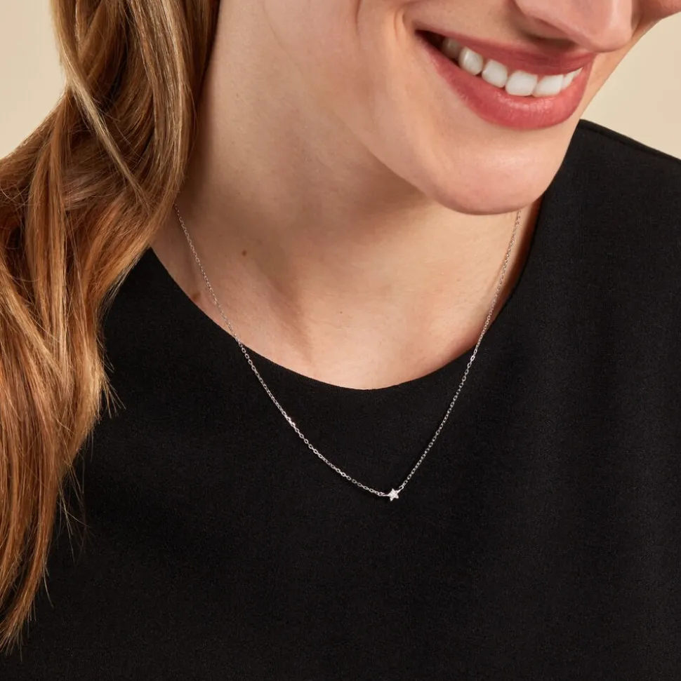 Collier Saya Argent Blanc Oxyde De Zirconium