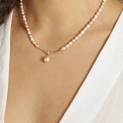 Marc Orian Parures De Mariage|Colliers > Collier Stella-Rose Or Jaune Perle De Culture or jaune perle rose