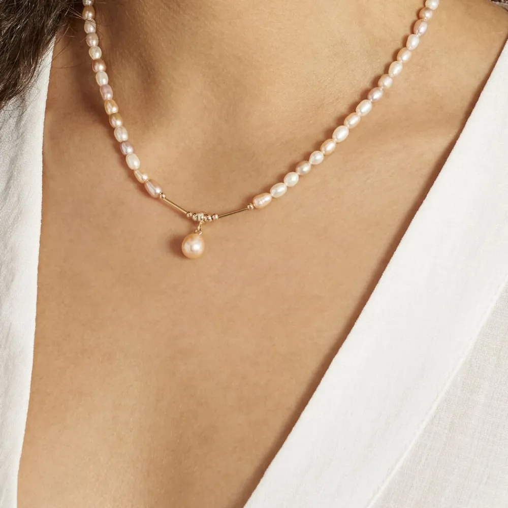 Marc Orian Parures De Mariage|Colliers > Collier Stella-Rose Or Jaune Perle De Culture or jaune perle rose