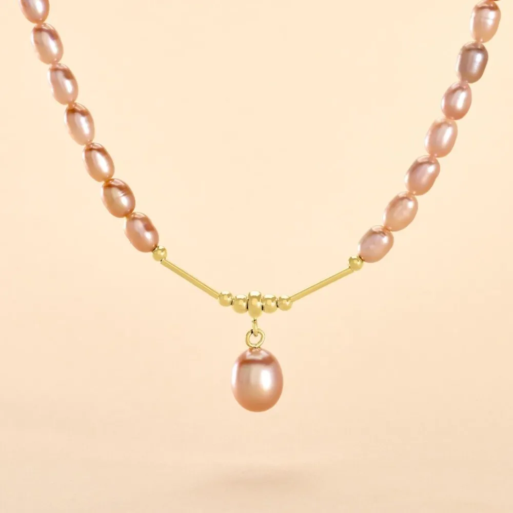 Marc Orian Parures De Mariage|Colliers > Collier Stella-Rose Or Jaune Perle De Culture or jaune perle rose
