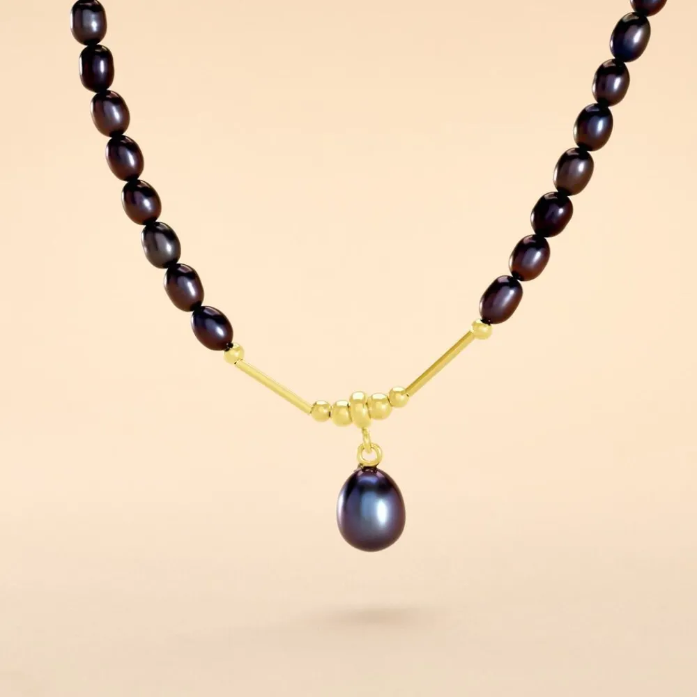 Marc Orian Parures De Mariage|Colliers > Collier Stella-Rose Or Jaune Perle De Culture or jaune perle noir